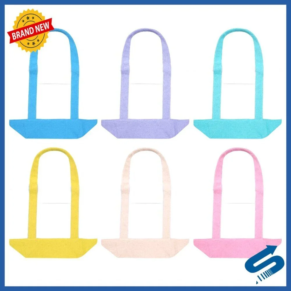 Mini Canvas Tote Bag Heavy Duty Reusable Shopping Bag with Pocket Handle